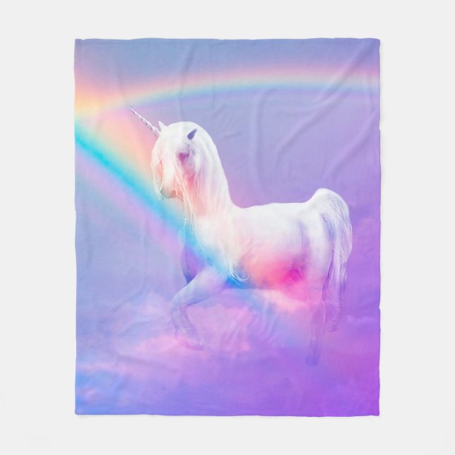 Manta Polar Unicornio y arco iris (Anverso)