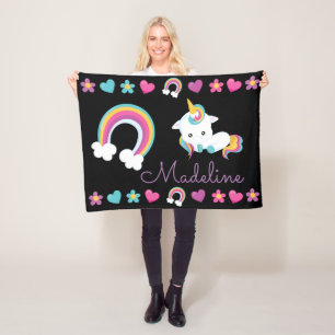 Manta Polar Unicornio y arcoiris personalizados
