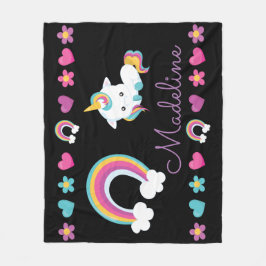 Manta Polar Unicornio y arcoiris personalizados
