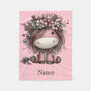 Manta Polar Unicornios de Navidad personalizados rosados