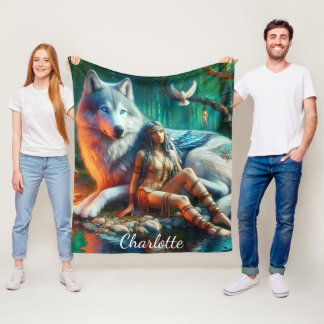 Manta Polar Unidad de indios y lobos majestuosos