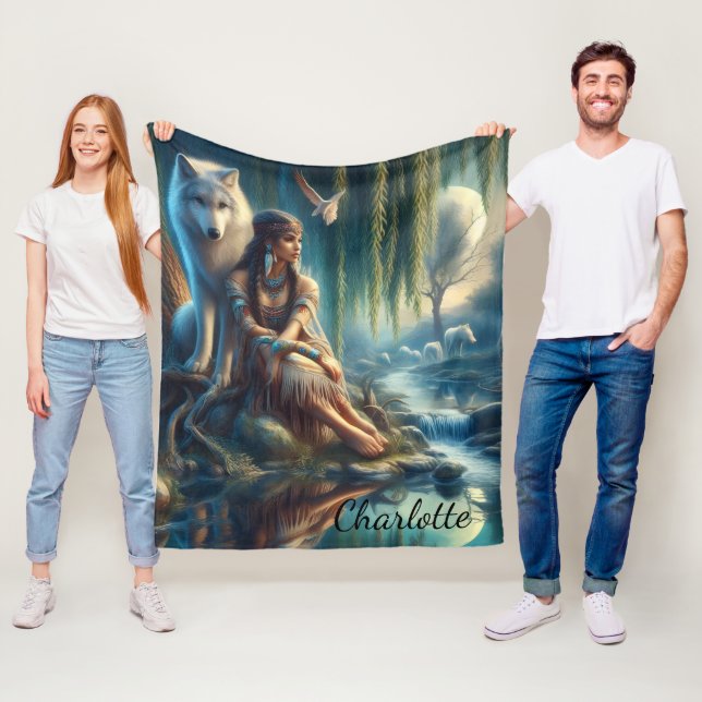 Manta Polar Unidad de un indígena nativo y su lobo (In situ)