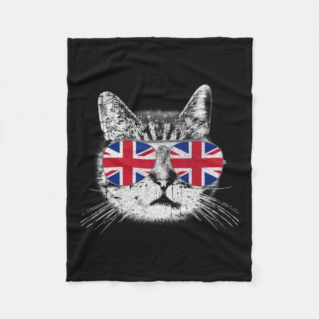 Manta Polar Unión Británica Jack Bandera Británica Gif Gato Su (Anverso)