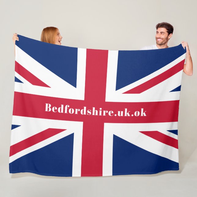 Manta Polar Union Jack Fun Personalizado dice "Fleece Blanket" (In situ)