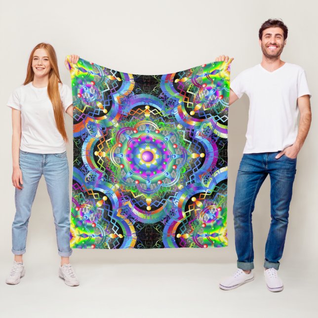 Manta Polar Universo Mandala Colores Psicodélicos (In situ)