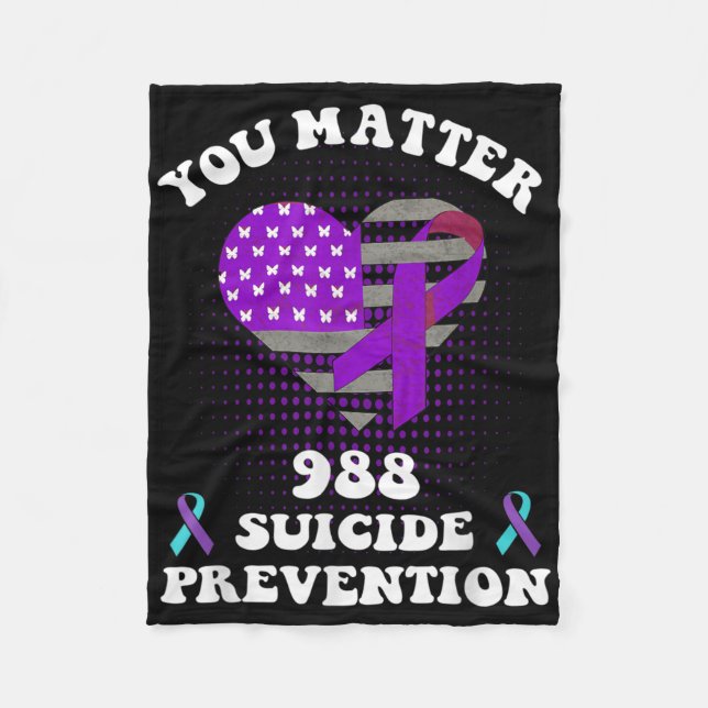 Manta Polar Us Flag You 988 Suicide Prevention Awareness Ribbo (Anverso)