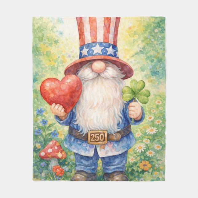 Manta Polar USA 250th Anniversary Patriotic Gnome Heart Shamro (Anverso)