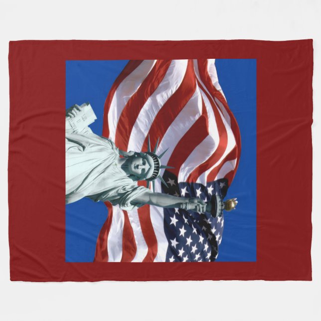 Manta Polar USA Flag Lady Liberty Fleece Blanket (Frente (Horizontal))