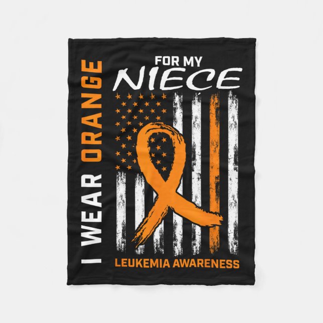 Manta Polar Usa Naranja Para Mi Niña Leukemia Conciencia Ameri (Anverso)