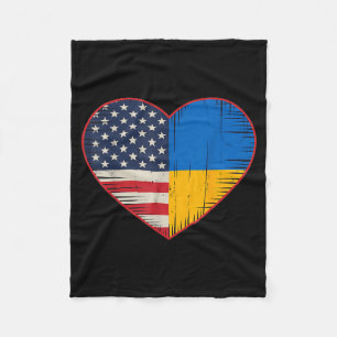 Manta Polar Usa Ucrania Corazón - Doble Ciudadanía