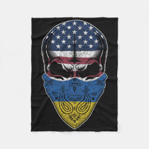 Manta Polar Usa Ucrania Raíces - Cráneo de Bandera Estadounide