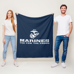 Manta Polar USMC Los Pocos El Orgulloso Logo Apilado - Blanco