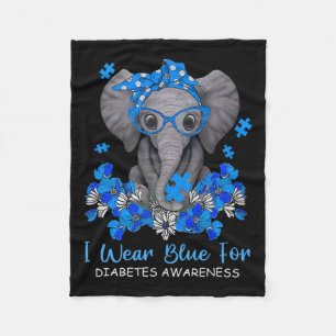 Manta Polar Uso Azul Para La Diabetes Concienciación Elefante 