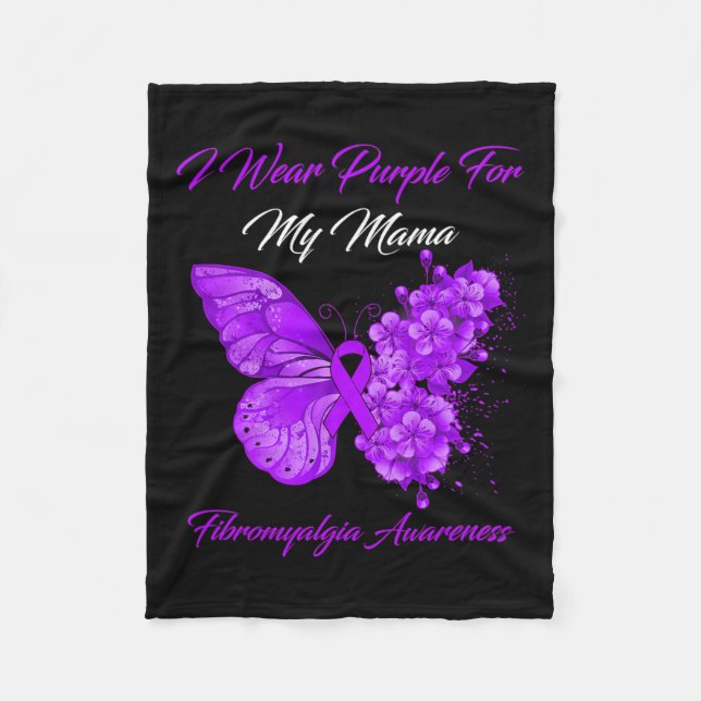 Manta Polar Uso Púrpura Por Mi Mamá Fibromialgia Warrior (Anverso)
