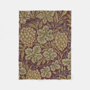 Manta Polar Uva de Vid de William Morris Arte Rojo Verde