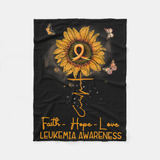 Manta Polar V5az Naranja de girasol Ribbon Leukemia Cristiana 