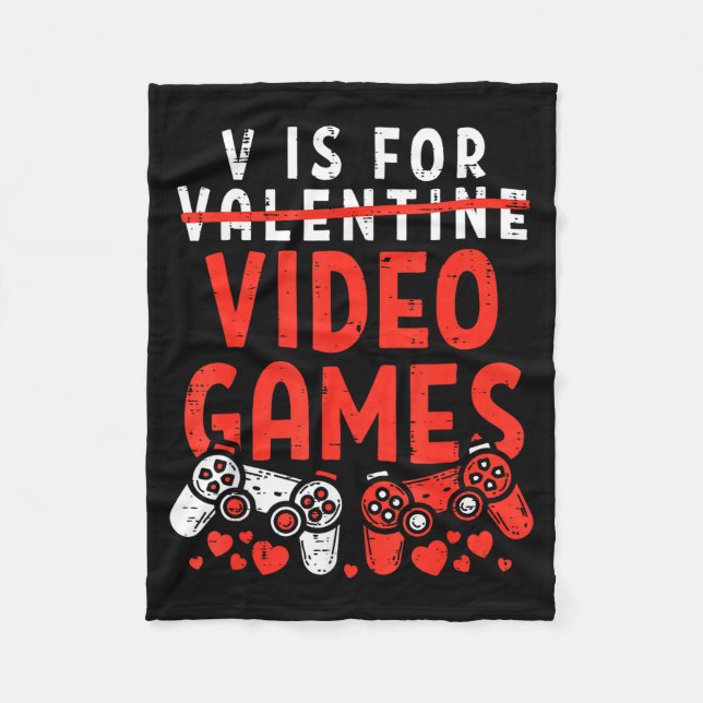Manta Polar V Is For Video Games Funny Valentines Gamer Boy Me (Anverso)