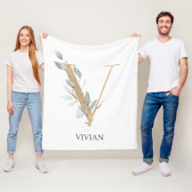 V Monograma Fleece Personalizada Floral