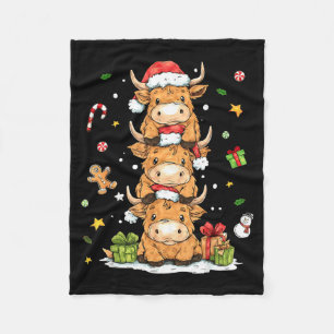 Manta Polar Vaca Alta Escocesa de Navidad Ternera Lindo Sombre
