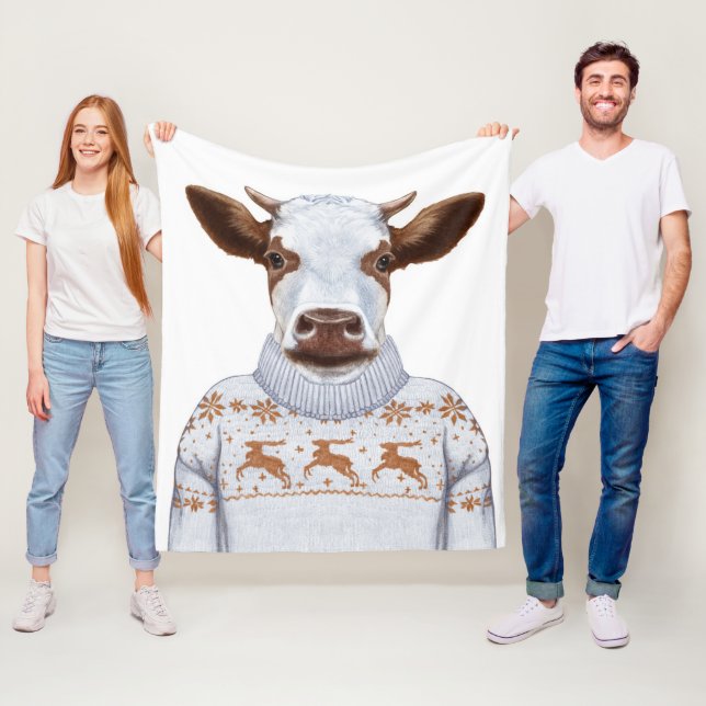 Manta Polar Vaca del suéter del navidad (In situ)