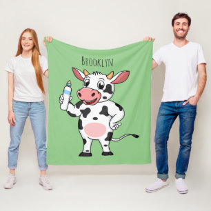 Manta Polar Vaca feliz con personalizado de biberón