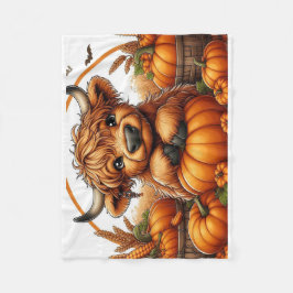 Manta Polar Vaca Highland Enclavada Entre Las Calabazas De La 