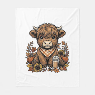 Manta Polar Vaca Highland Otoño Vintage Arte de Granja
