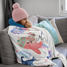 Manta Polar Vaca personalizada, espacio, gatos, lunares