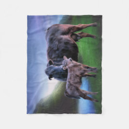 Manta Polar Vaca y ternera de ángulos negros