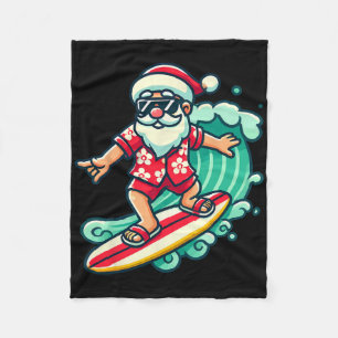Manta Polar Vacaciones de Navidad Tropicales de Papá Noel Surf