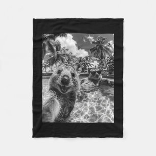 Manta Polar Vacaciones divertidas selfie de quokka en la pisci