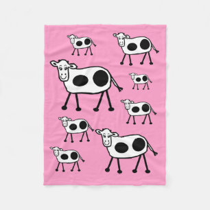 Manta Polar Vacas de dibujos animados divertidas y rosadas