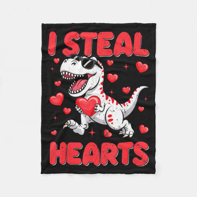 Manta Polar Valentine I Steal Hearts Trex Dino Toddler Kids Ba (Anverso)