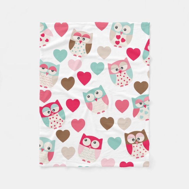 Manta Polar Valentine Owl Fleece Blanket (Anverso)
