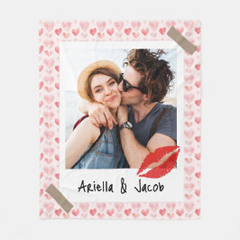 Manta Polar Valentine Photo Red Heart Custom Name