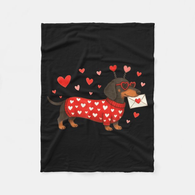 Manta Polar Valentine’s Day Dog Cute Dachshund Dogs For Dog Mo (Anverso)