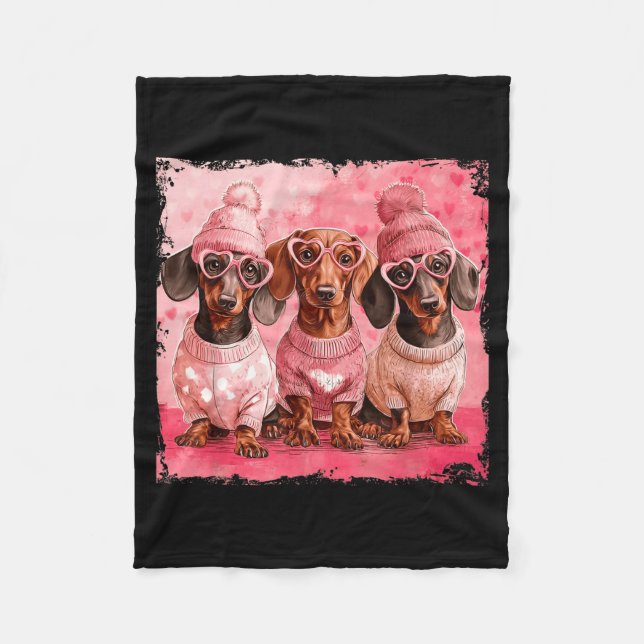 Manta Polar Valentine’s Day Dog Cute Dachshund Dogs For Dog Mo (Anverso)