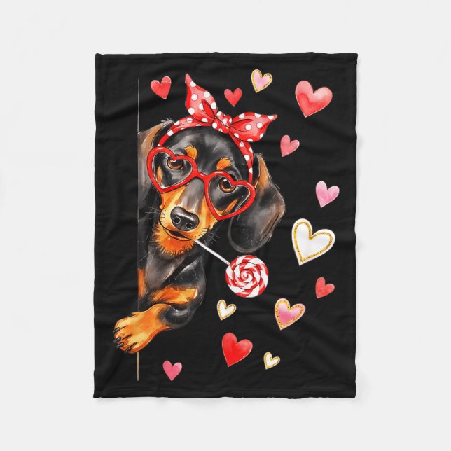 Manta Polar Valentine’s Day Dog Cute Dachshund Dogs For Dog Mo (Anverso)