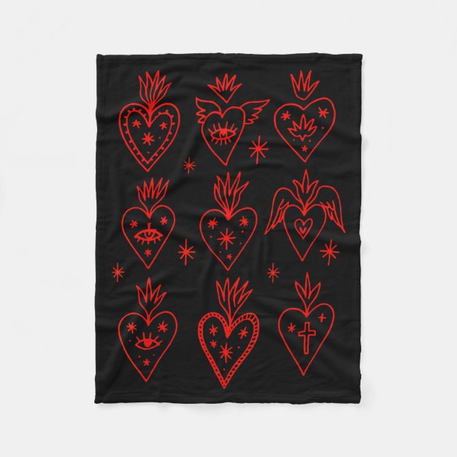 Manta Polar Valentine’s Day Mexican Milagro Gothic Goth Sacred (Anverso)