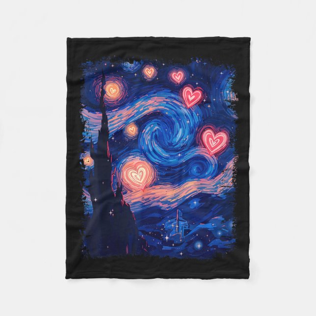 Manta Polar Valentine Van Gogh Starry Night Heart Matching Cou (Anverso)