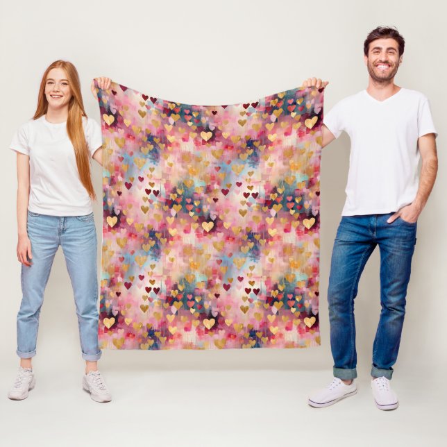 Manta Polar Valentine's Day Abstract Gold Color Hearts (In situ)