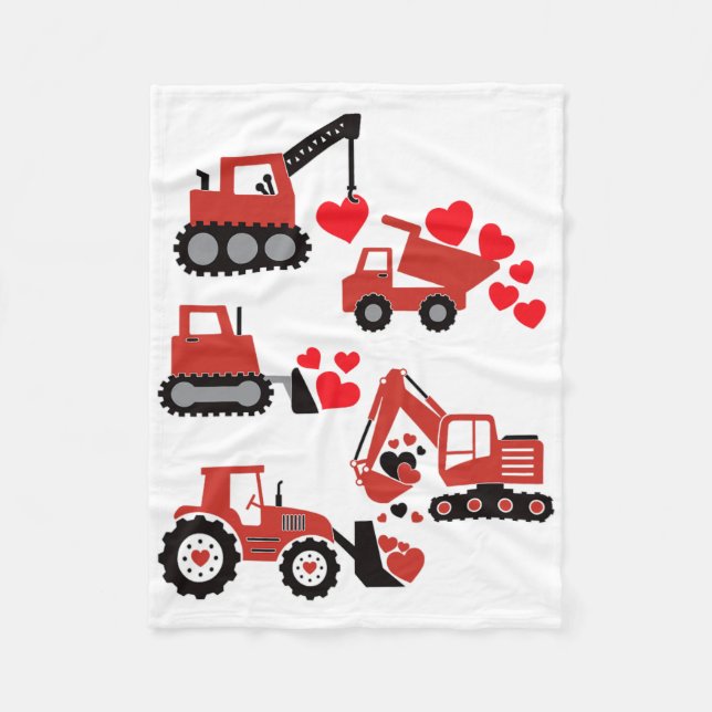 Manta Polar Valentines Day Boys Kids Toddler Construction Truc (Anverso)