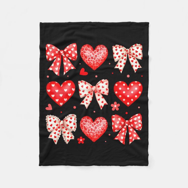 Manta Polar Valentines Day Coquette Bow Hearts Leopard Women G (Anverso)