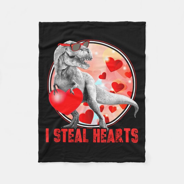 Manta Polar Valentines Day Dinosaur T Rex I Steal Hearts Funny (Anverso)