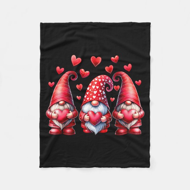 Manta Polar Valentines Day Gnomes Cute Red Hearts Love Gnome W (Anverso)