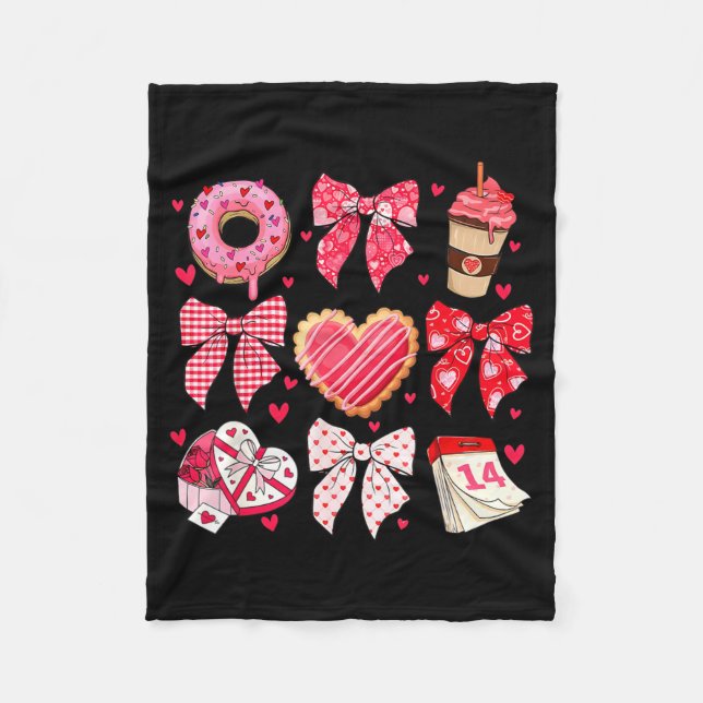 Manta Polar Valentines Day Hearts Leopard Coquette Bow Women G (Anverso)