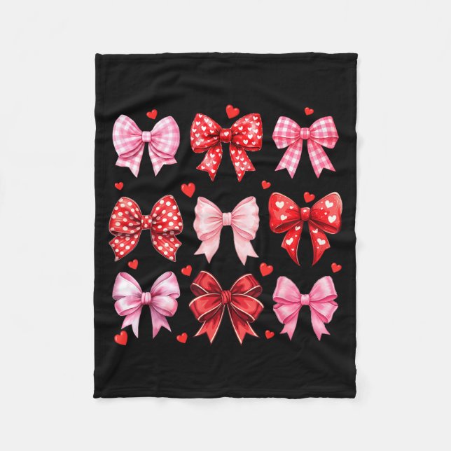 Manta Polar Valentines Day Hearts Leopard Coquette Bow Women G (Anverso)