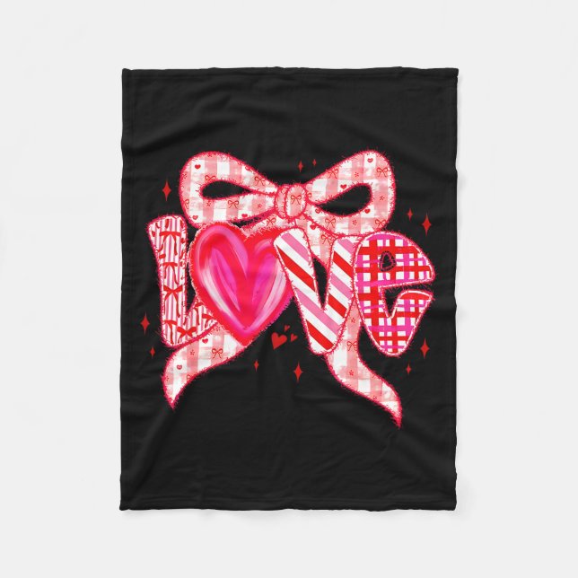 Manta Polar Valentines Day Love Funny Coquette Bow Checkered N (Anverso)