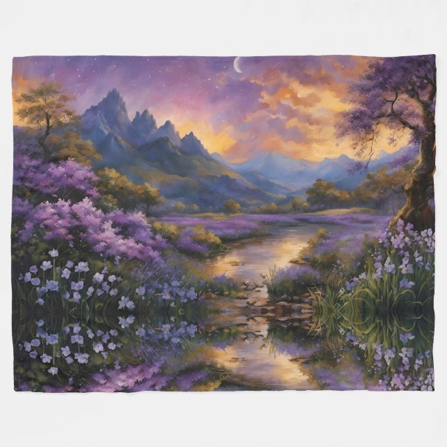 Manta Polar Valle de lavanda al amanecer (Frente (Horizontal))