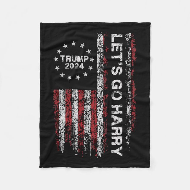 Manta Polar Vamos Harry Funny Trump, la cosecha de la bandera  (Anverso)